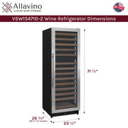 Reserva Series 154 Bottle 71" Tall Dual Zone Right Hinge Stainless Steel Wine Refrigerator Allavino