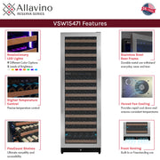 Reserva Series 154 Bottle 71" Tall Dual Zone Right Hinge Stainless Steel Wine Refrigerator Allavino