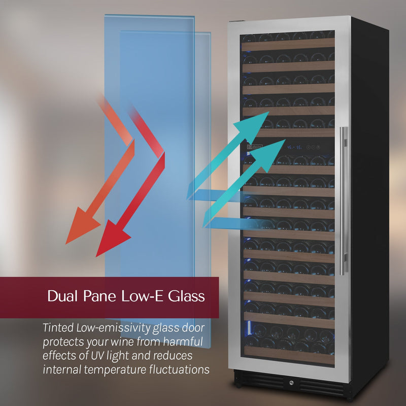 Reserva Series 154 Bottle 71" Tall Dual Zone Right Hinge Stainless Steel Wine Refrigerator Allavino