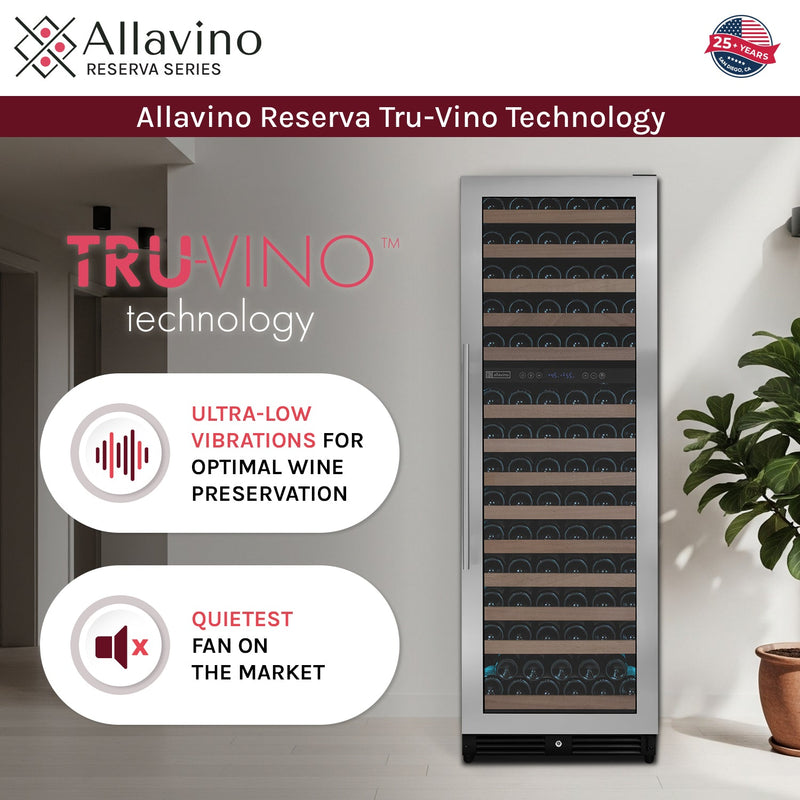 Reserva Series 154 Bottle 71" Tall Dual Zone Right Hinge Stainless Steel Wine Refrigerator Allavino