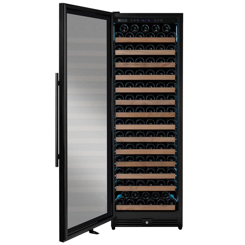 Reserva Series 163 Bottle 71" Tall Single Zone Left Hinge Black Metal Wine Cooler Refrigerator Allavino