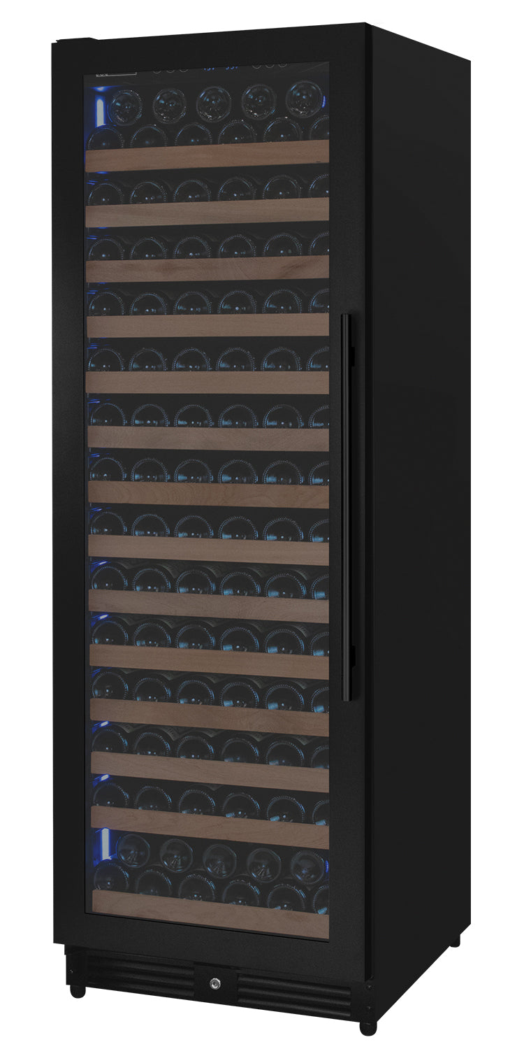 Reserva Series 163 Bottle 71" Tall Single Zone Left Hinge Black Metal Wine Cooler Refrigerator Allavino