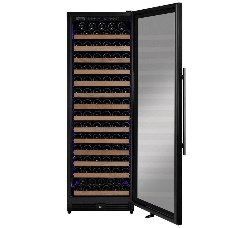 Reserva Series 163 Bottle 71" Tall Single Zone Right Hinge Black Metal Wine Cooler Refrigerator Allavino