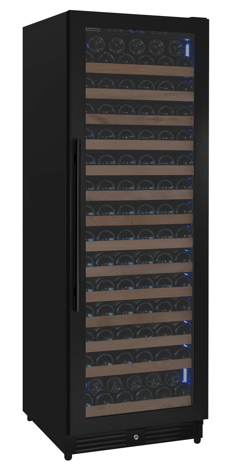 Reserva Series 163 Bottle 71" Tall Single Zone Right Hinge Black Metal Wine Cooler Refrigerator Allavino