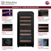 15" Wide Reserva Series 30 Bottle Dual Zone Black Right Hinge Wine Refrigerator Allavino