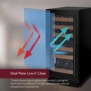 15" Wide Reserva Series 30 Bottle Dual Zone Black Right Hinge Wine Refrigerator Allavino