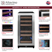 15" Wide Reserva Series 30 Bottle Dual Zone Stainless Steel Right Hinge Wine Refrigerator Allavino