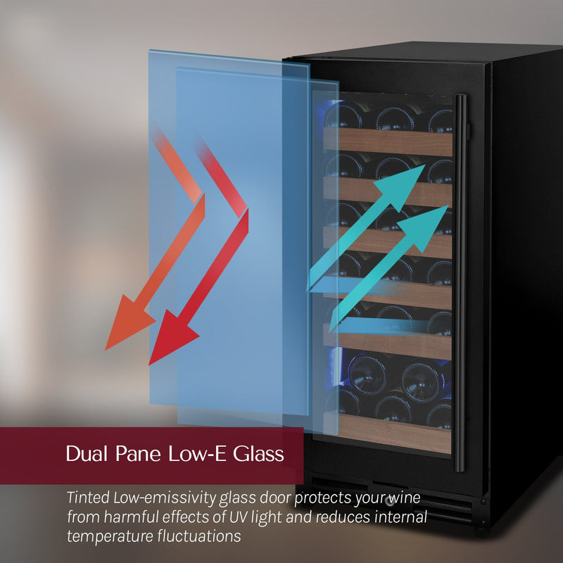 15" Wide Reserva Series 30 Bottle Single Zone Black Right Hinge Wine Refrigerator Allavino