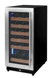 15" Wide Reserva Series 30 Bottle Single Zone Stainless Steel Left Hinge Wine Refrigerator Allavino