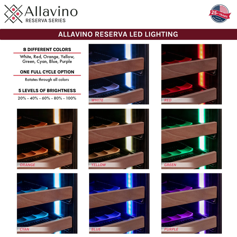 15" Wide Reserva Series 30 Bottle Single Zone Stainless Steel Right Hinge Wine Refrigerator Allavino