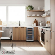 15" Wide Reserva Series 30 Bottle Single Zone Stainless Steel Right Hinge Wine Refrigerator Allavino