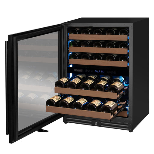 Reserva Series - 51 Bottle Dual Zone Built-in Luxury Wine Refrigerator with Black Door - Left Hinge Allavino