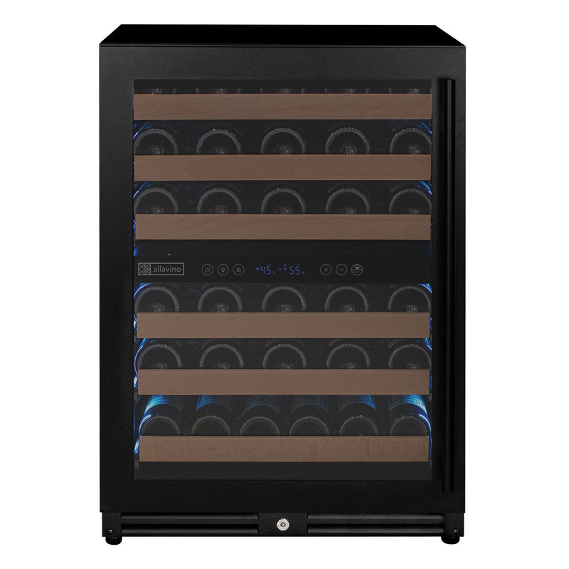 Reserva Series - 51 Bottle Dual Zone Built-in Luxury Wine Refrigerator with Black Door - Left Hinge Allavino