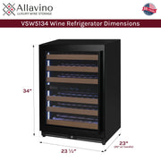 Reserva Series - 51 Bottle Dual Zone Built-in Luxury Wine Refrigerator with Black Door - Left Hinge Allavino
