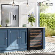 Reserva Series - 51 Bottle Dual Zone Built-in Luxury Wine Refrigerator with Black Door - Left Hinge Allavino