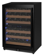 Reserva Series - 51 Bottle Dual Zone Built-in Luxury Wine Refrigerator with Black Door - Left Hinge Allavino