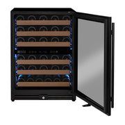 Reserva Series - 51 Bottle Dual Zone Built-in Luxury Wine Refrigerator with Black Door - Right Hinge Allavino