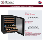 Reserva Series - 51 Bottle Dual Zone Built-in Luxury Wine Refrigerator with Black Door - Right Hinge Allavino