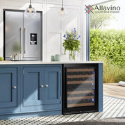 Reserva Series - 51 Bottle Dual Zone Built-in Luxury Wine Refrigerator with Black Door - Right Hinge Allavino