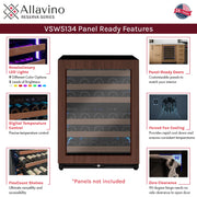 Reserva Series - 56 Bottle Dual Zone Built-in Luxury Wine Refrigerator with Panel Ready Overlay Door - Right Hinge Allavino