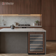 Reserva Series - 56 Bottle Dual Zone Built-in Luxury Wine Refrigerator with Panel Ready Overlay Door - Right Hinge Allavino