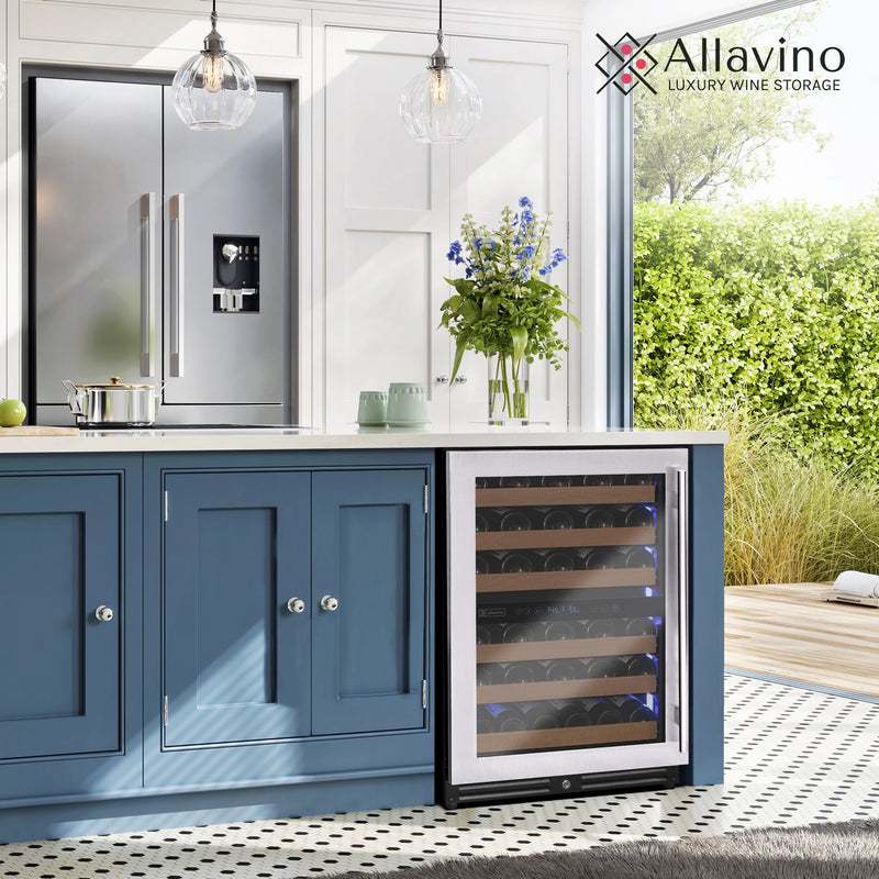 Reserva Series - 51 Bottle Dual Zone Built-in Luxury Wine Refrigerator with Stainless Steel Door - Left Hinge Allavino
