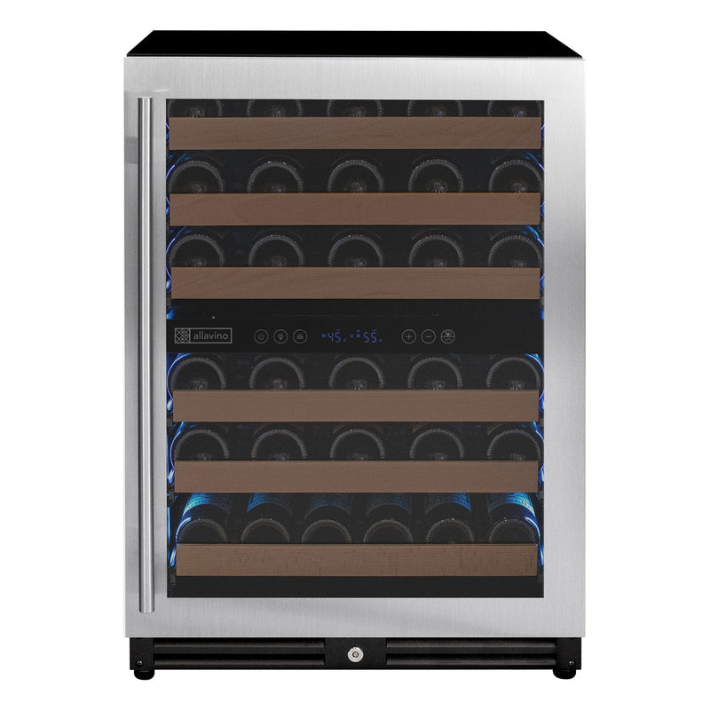 Reserva Series - 51 Bottle Dual Zone Built-in Luxury Wine Refrigerator with Stainless Steel Door - Right Hinge Allavino