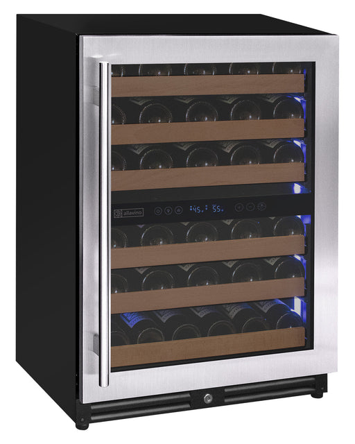 Reserva Series - 51 Bottle Dual Zone Built-in Luxury Wine Refrigerator with Stainless Steel Door - Right Hinge Allavino