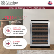 Reserva Series - 51 Bottle Dual Zone Built-in Luxury Wine Refrigerator with Stainless Steel Door - Right Hinge Allavino