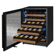 Reserva Series - 51 Bottle Single Zone Built-in Luxury Wine Refrigerator with Black Door - Left Hinge Allavino