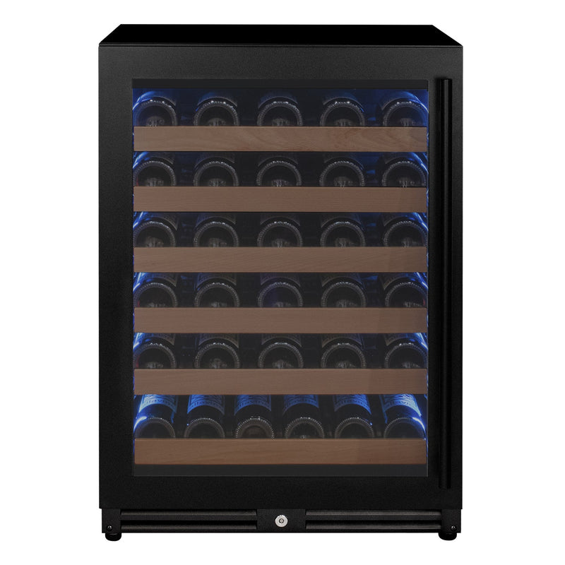 Reserva Series - 51 Bottle Single Zone Built-in Luxury Wine Refrigerator with Black Door - Left Hinge Allavino