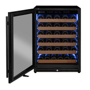 Reserva Series - 51 Bottle Single Zone Built-in Luxury Wine Refrigerator with Black Door - Left Hinge Allavino