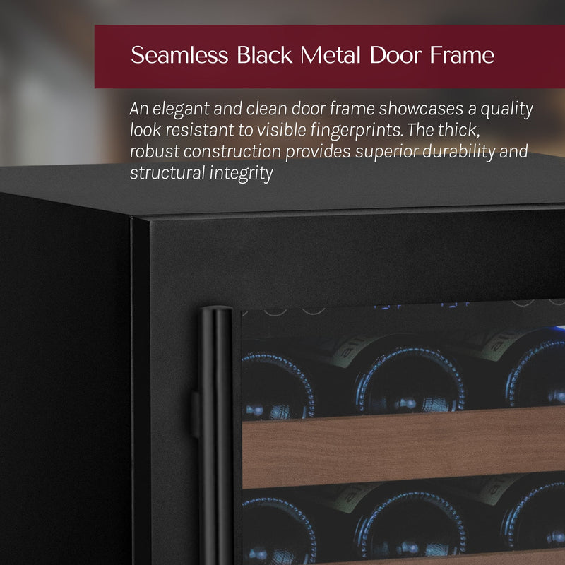Reserva Series - 51 Bottle Single Zone Built-in Luxury Wine Refrigerator with Black Door - Left Hinge Allavino