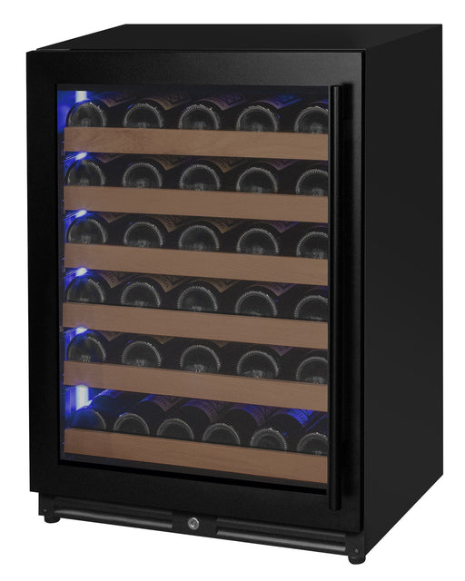 Reserva Series - 51 Bottle Single Zone Built-in Luxury Wine Refrigerator with Black Door - Left Hinge Allavino