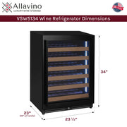 Reserva Series - 51 Bottle Single Zone Built-in Luxury Wine Refrigerator with Black Door - Right Hinge Allavino