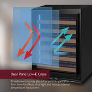 Reserva Series - 51 Bottle Single Zone Built-in Luxury Wine Refrigerator with Black Door - Right Hinge Allavino