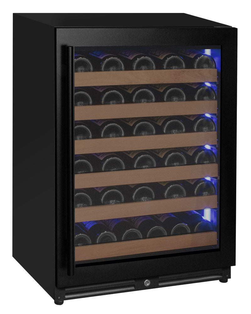 Reserva Series - 51 Bottle Single Zone Built-in Luxury Wine Refrigerator with Black Door - Right Hinge Allavino