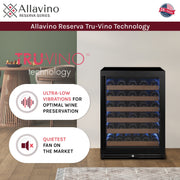 Reserva Series - 51 Bottle Single Zone Built-in Luxury Wine Refrigerator with Black Door - Right Hinge Allavino