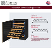 Reserva Series 51 Bottle Single Zone Built-in Luxury Wine Refrigerator with Panel Ready Overlay Door - Left Hinge Allavino