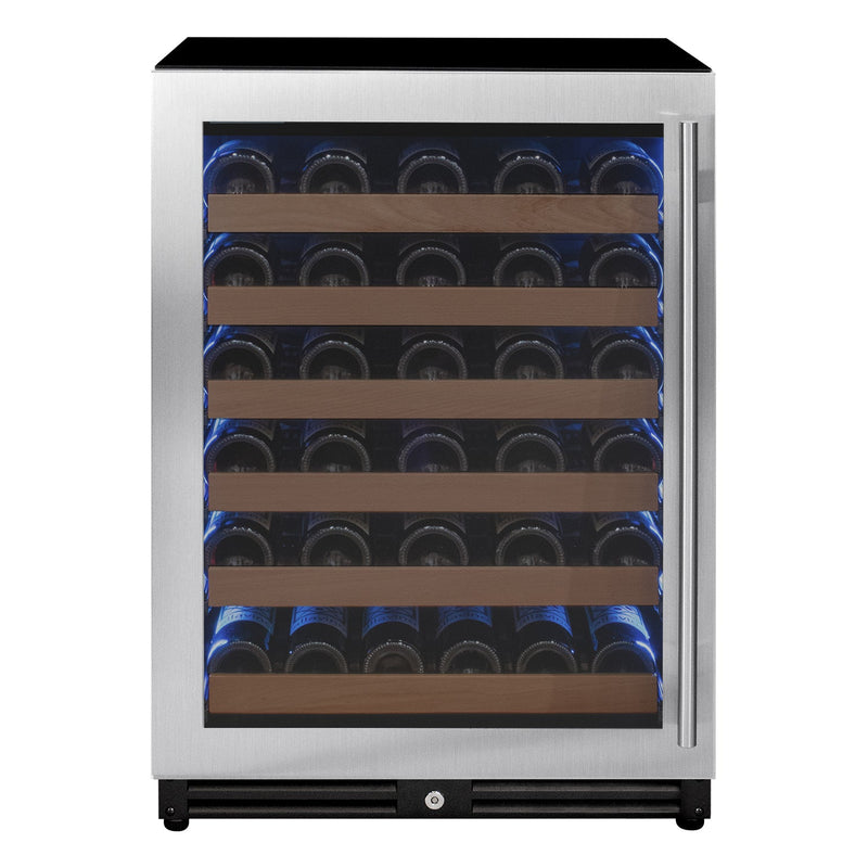 Reserva Series - 51 Bottle Single Zone Built-in Luxury Wine Refrigerator with Stainless Steel Door - Left Hinge Allavino