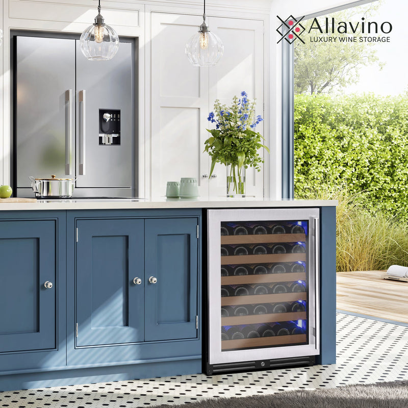 Reserva Series - 51 Bottle Single Zone Built-in Luxury Wine Refrigerator with Stainless Steel Door - Left Hinge Allavino