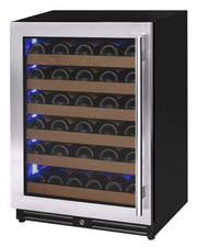 Reserva Series - 51 Bottle Single Zone Built-in Luxury Wine Refrigerator with Stainless Steel Door - Left Hinge Allavino
