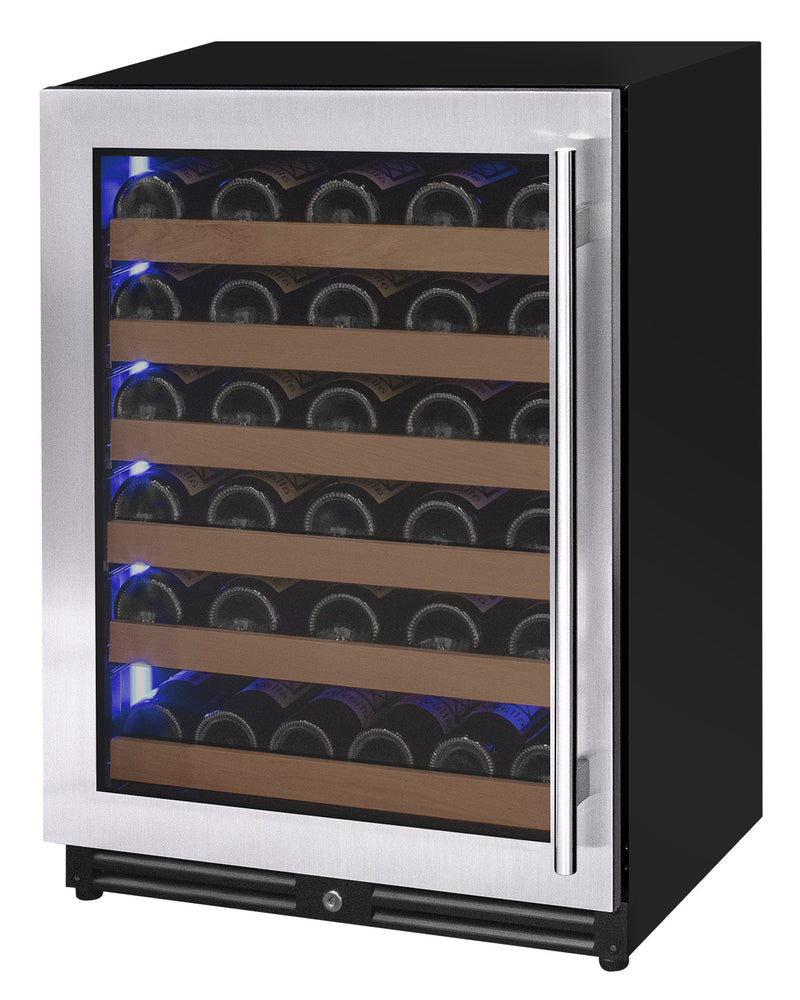 Reserva Series - 51 Bottle Single Zone Built-in Luxury Wine Refrigerator with Stainless Steel Door - Left Hinge Allavino