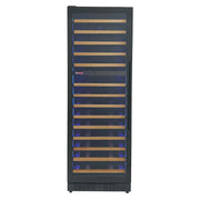 Reserva Series 67 Bottle 71" Tall Dual Zone Left Hinge Black Shallow Wine Refrigerator with Wood Front Shelves Allavino