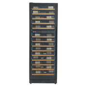 Reserva Series 67 Bottle 71" Tall Dual Zone Right Hinge Black Shallow Wine Refrigerator with Wood Shelf Fronts Allavino