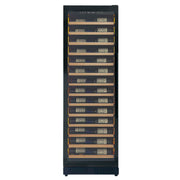 Reserva Series 67 Bottle 71" Tall Single Zone Left Hinge Black Shallow Wine Refrigerator with Wood Front Shelves Allavino