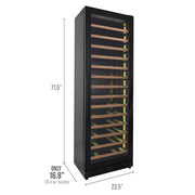 Reserva Series 67 Bottle 71" Tall Single Zone Right Hinge Black Shallow Wine Refrigerator with Wood Front Shelves Allavino