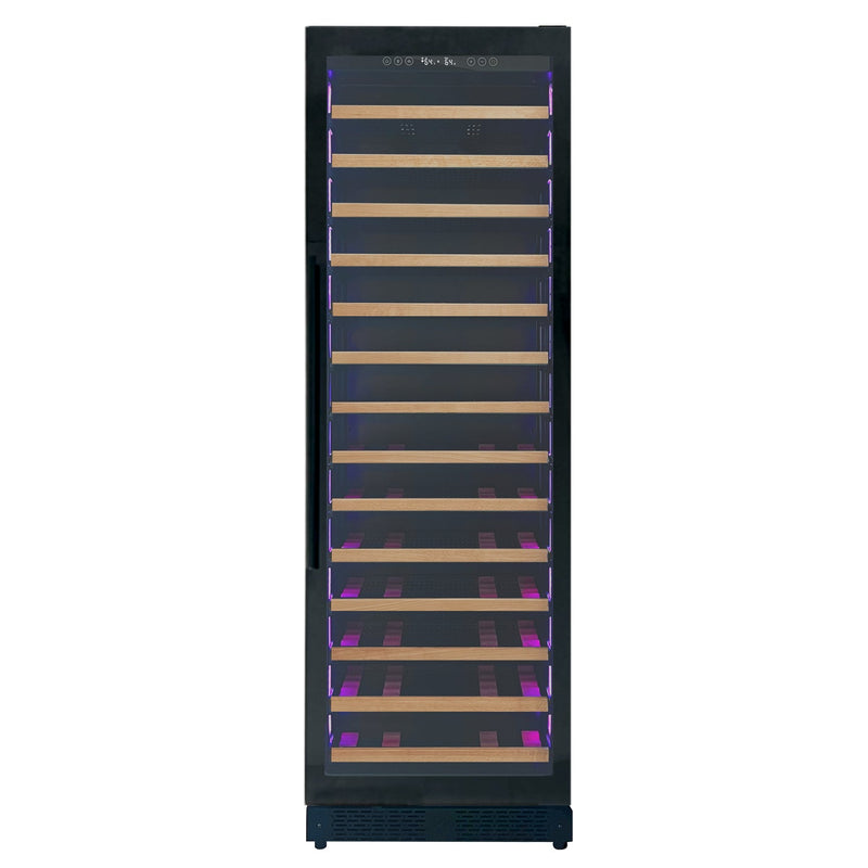 Reserva Series 67 Bottle 71" Tall Single Zone Right Hinge Black Shallow Wine Refrigerator with Wood Front Shelves Allavino