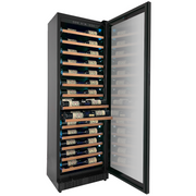 Reserva Series 67 Bottle 71" Tall Single Zone Right Hinge Black Shallow Wine Refrigerator with Wood Front Shelves Allavino