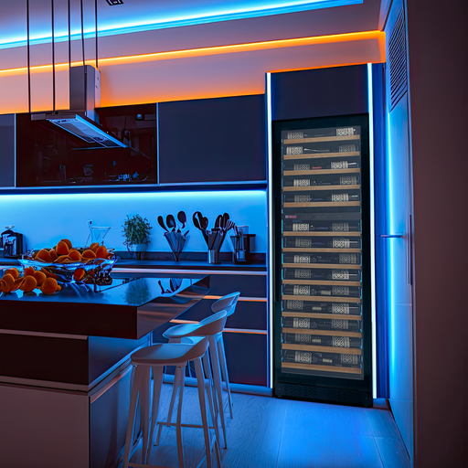 Reserva Series 67 Bottle 71" Tall Dual Zone Left Hinge Black Shallow Wine Refrigerator with Wood Front Shelves Allavino